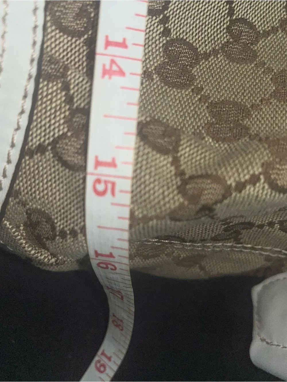 Gucci Beige GG Canvas Satchel with White Leather Trim